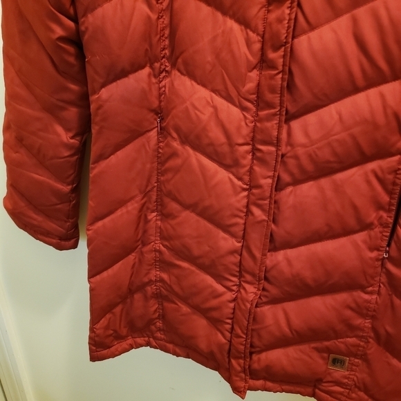 Kenneth Cole Reaction Red Puffer Goose Down Parka Jacket Long Size Small - Picture 7 of 13